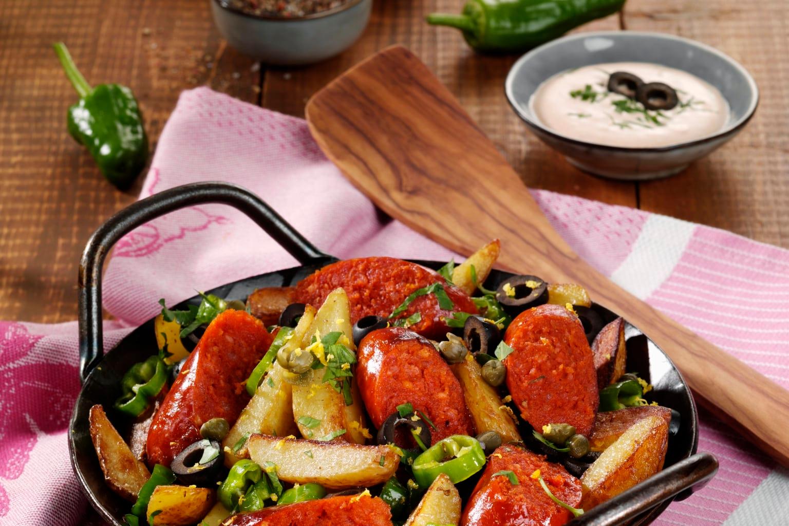 Fricassée de pommes de terre au chorizo et poivrons