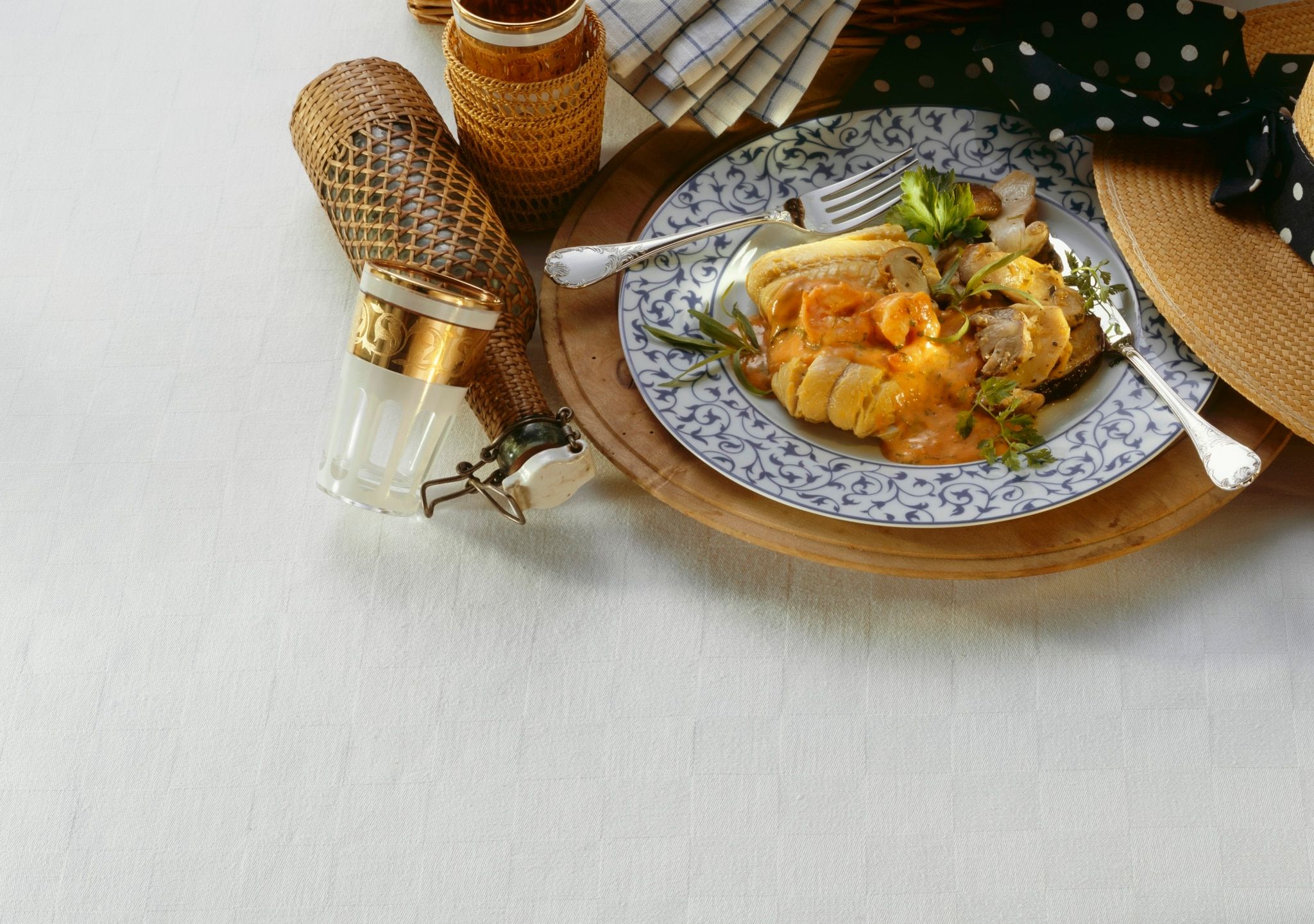 Lieu noir, cèpes et crevettes