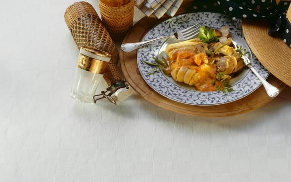 Lieu noir, cèpes et crevettes