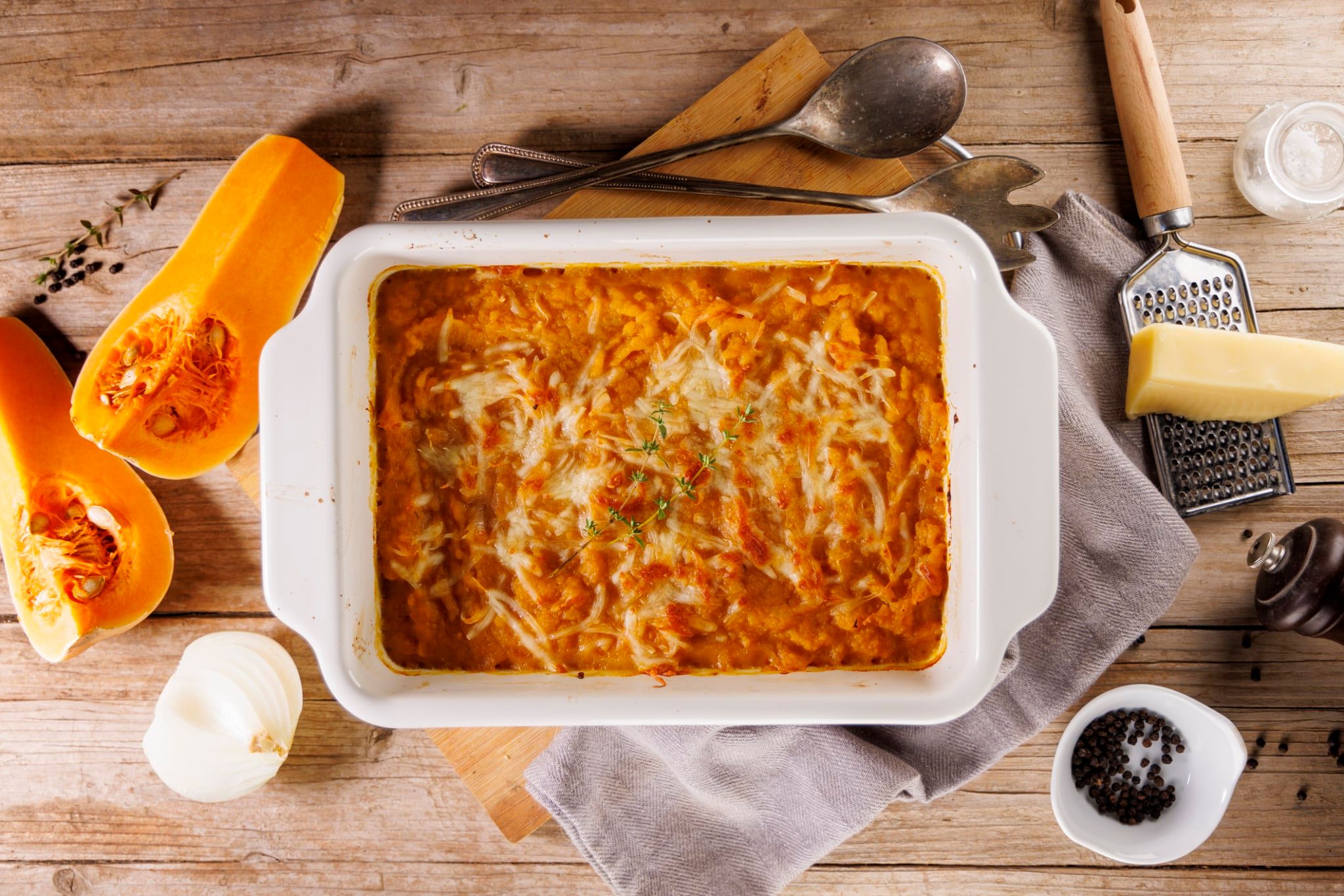 Gratin de potiron à la crème et au fromage