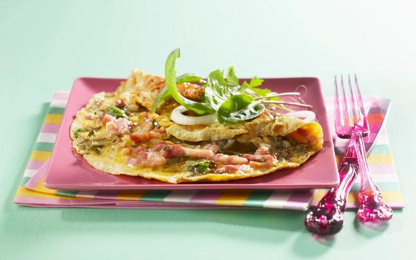 Omelette à l'oseille et aux lardons