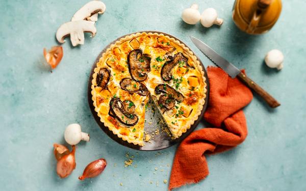 Tarte aux champignons et à la courge butternut