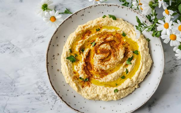 Houmous de lentilles jaunes au curry et huile d’olive