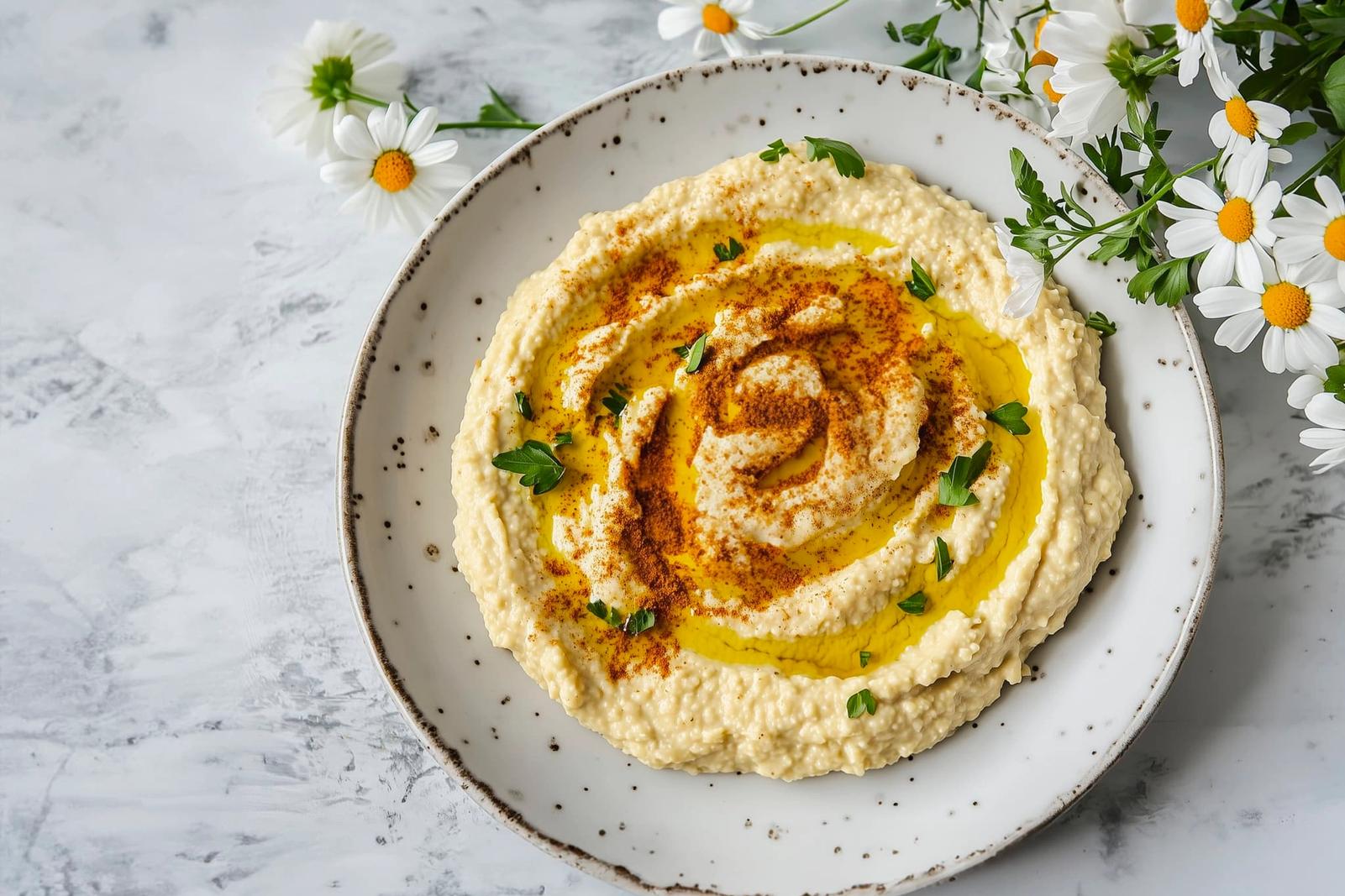 Houmous de lentilles jaunes au curry et huile d’olive