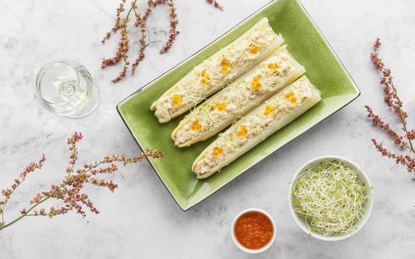 Recette d'asperges blanches farcies à la sauce blanche