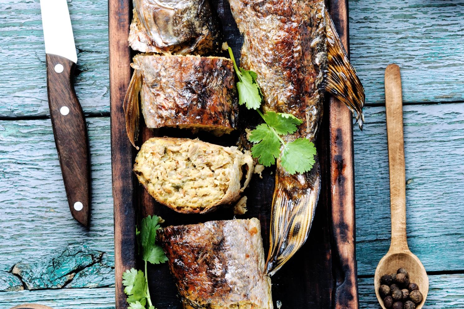 Brochet farci aux légumes