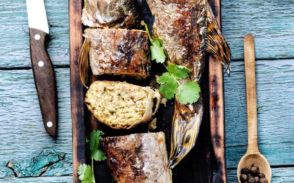 Brochet farci aux légumes