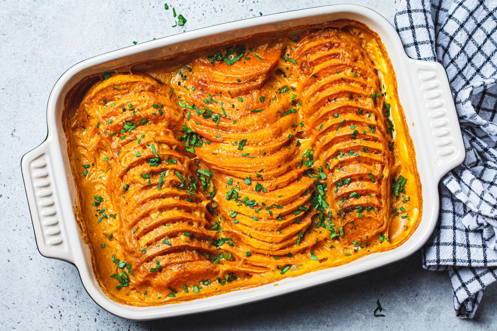 Gratin de patates douces au persil