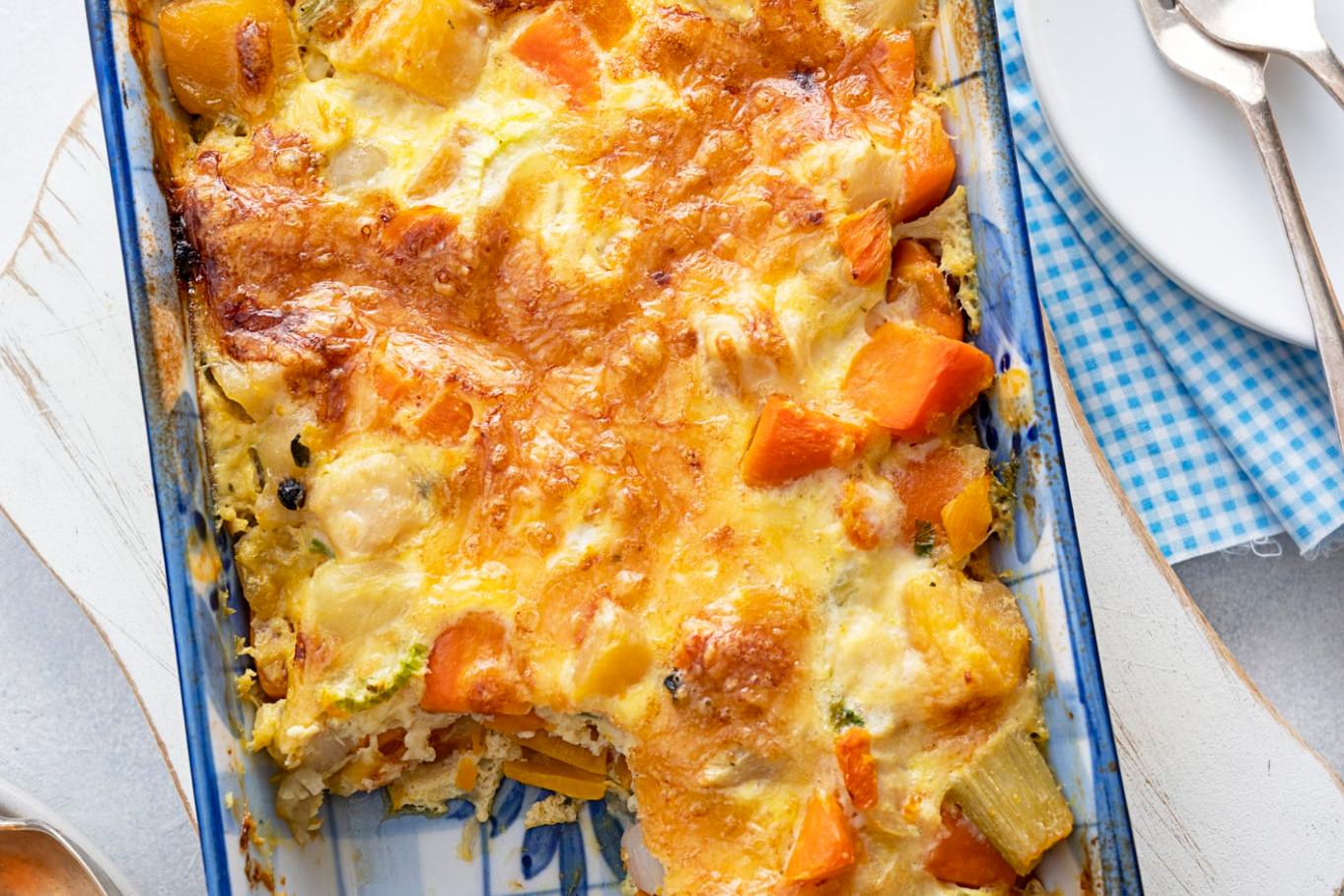 Gratin de légumes d’hiver à la patate douce, céleri, panais et carotte