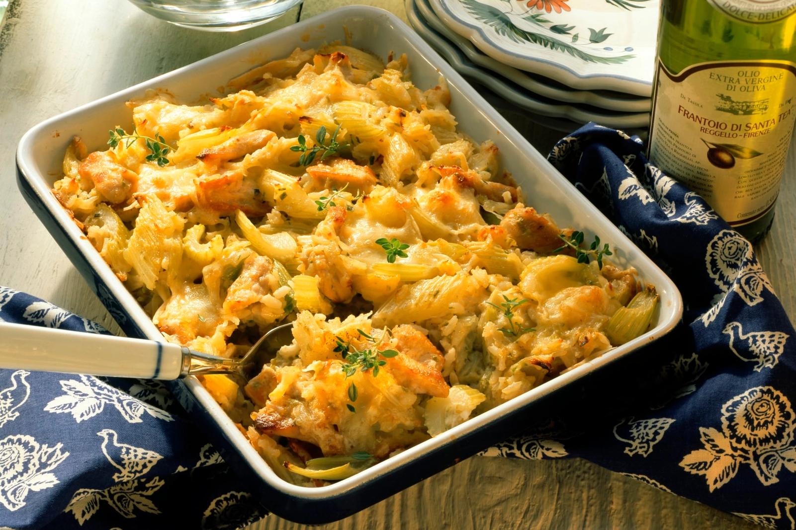 Gratin de riz à la dinde et au céleri