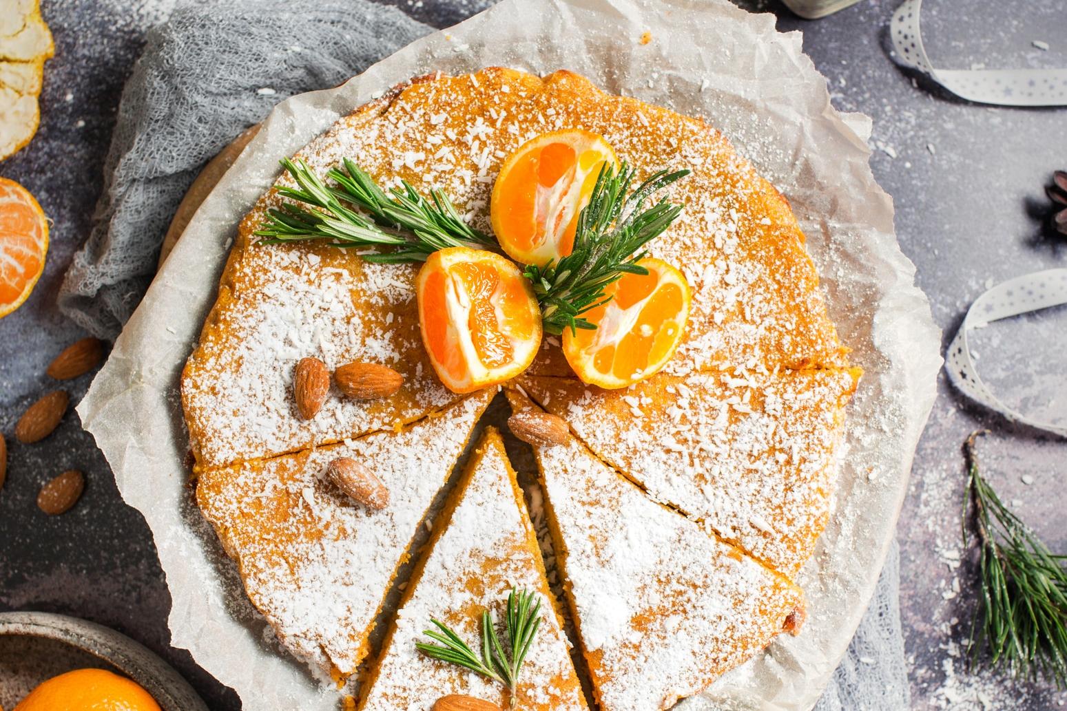 Gâteau de Noël aux amandes et mandarines fraîches