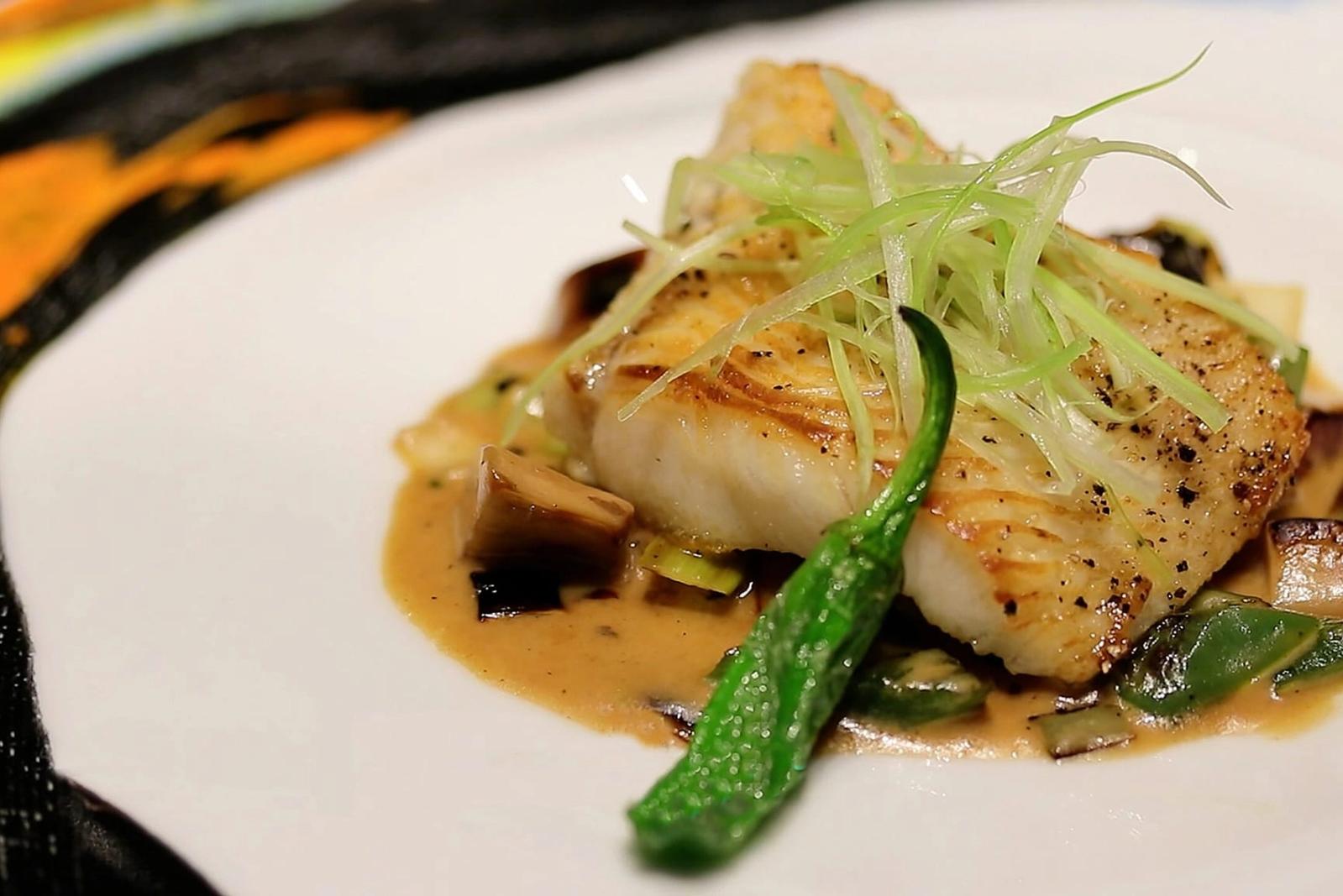 Recette cabillaud poêlé aux champignons et sauce beurre blanc au soja