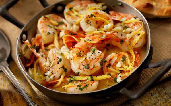 Scampis à l’ail, citron et persil