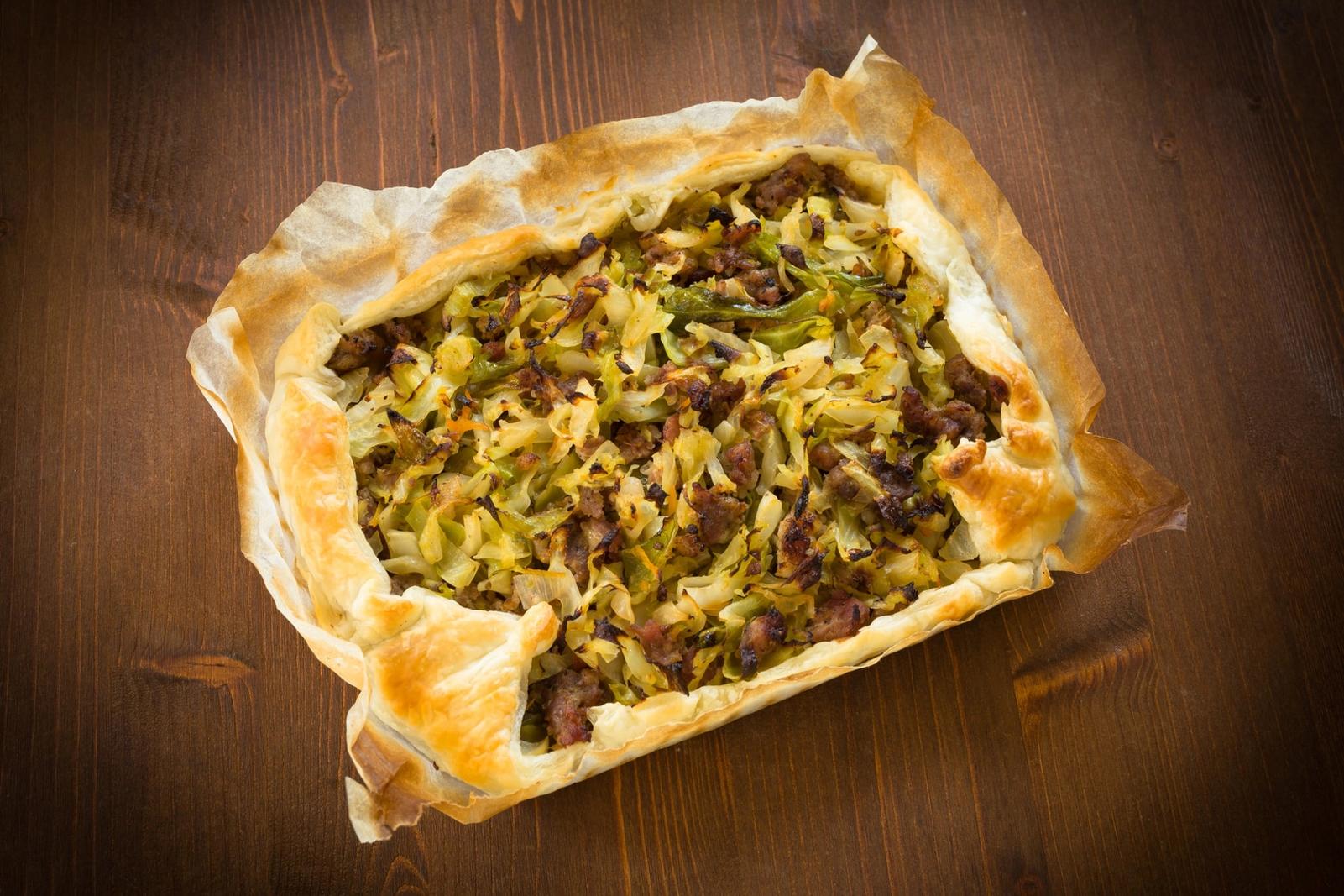 Tarte chou saucisses