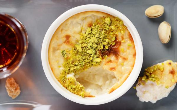 Riz au lait gratiné aux pistaches