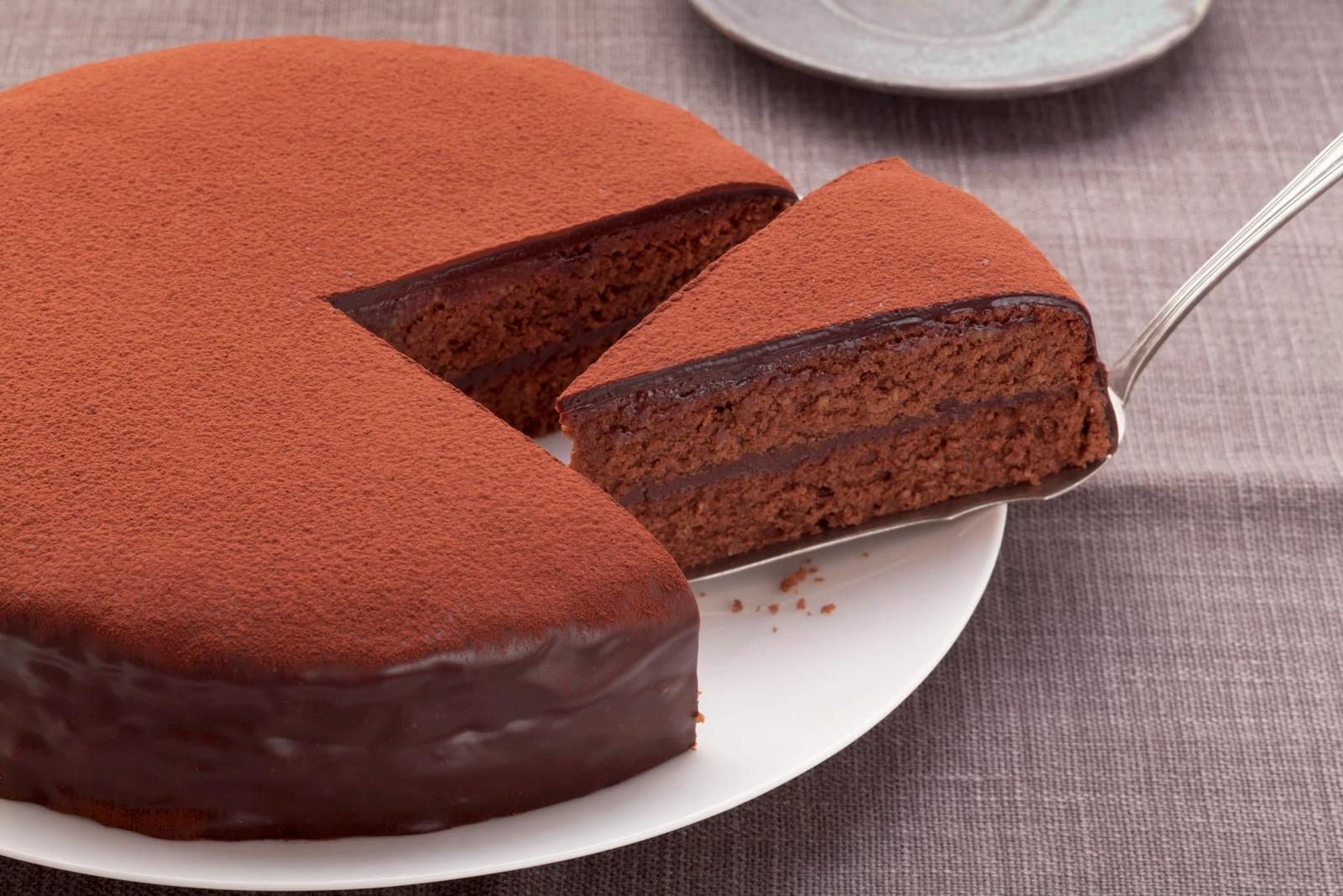Gâteau au chocolat saupoudré de cacao