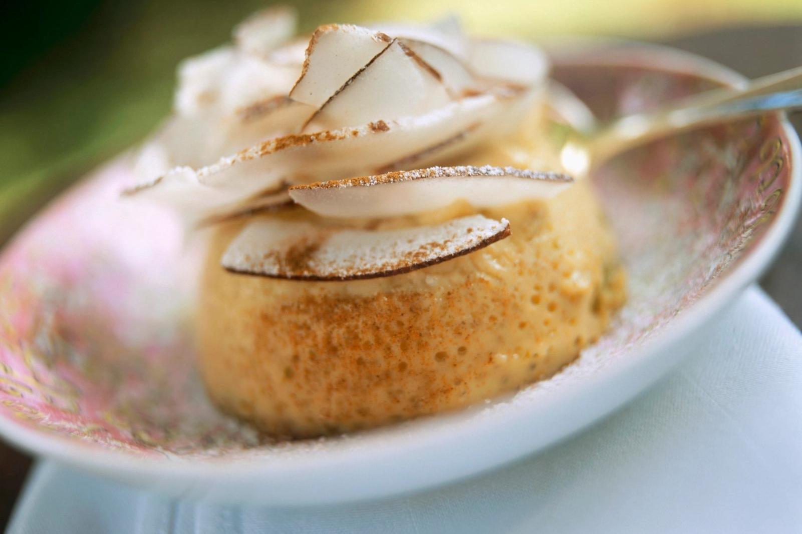 Flan à la noix de coco et aux pistaches