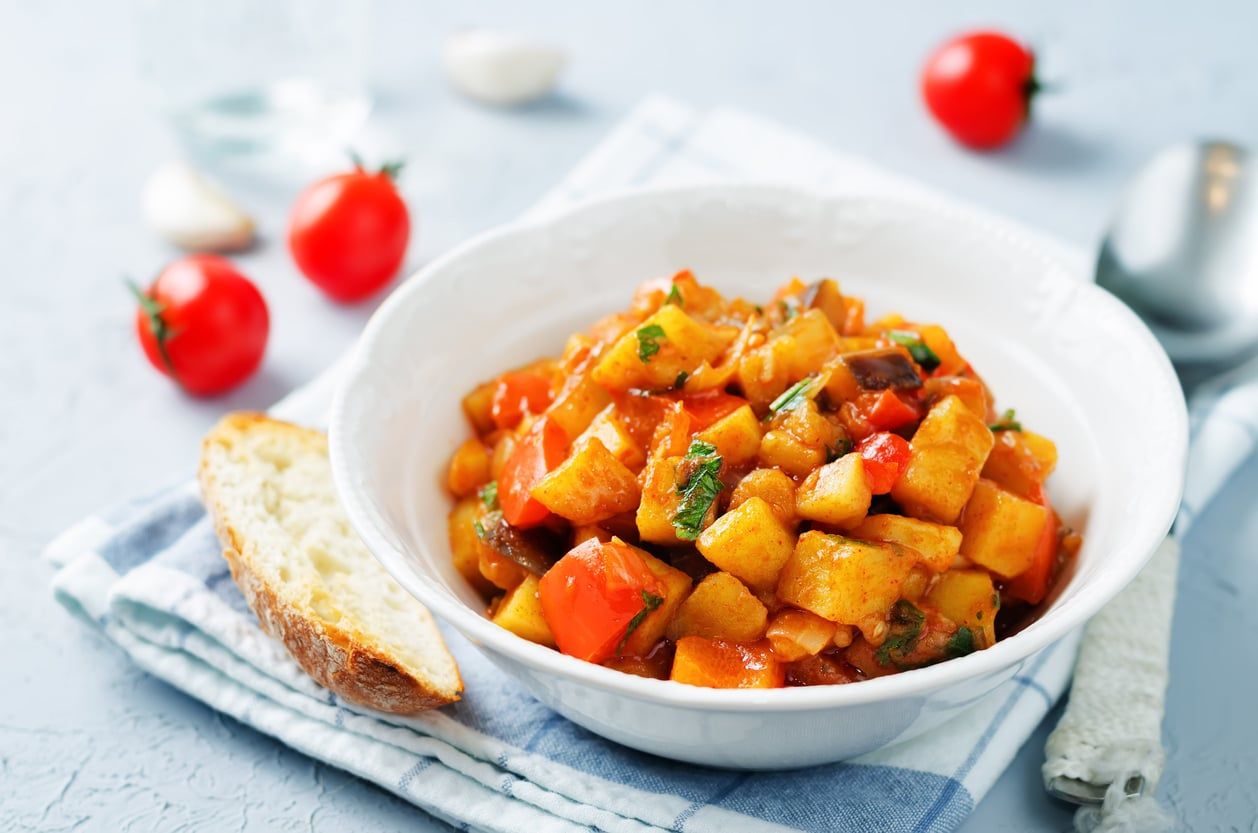 Goulasch de poivrons et aubergines