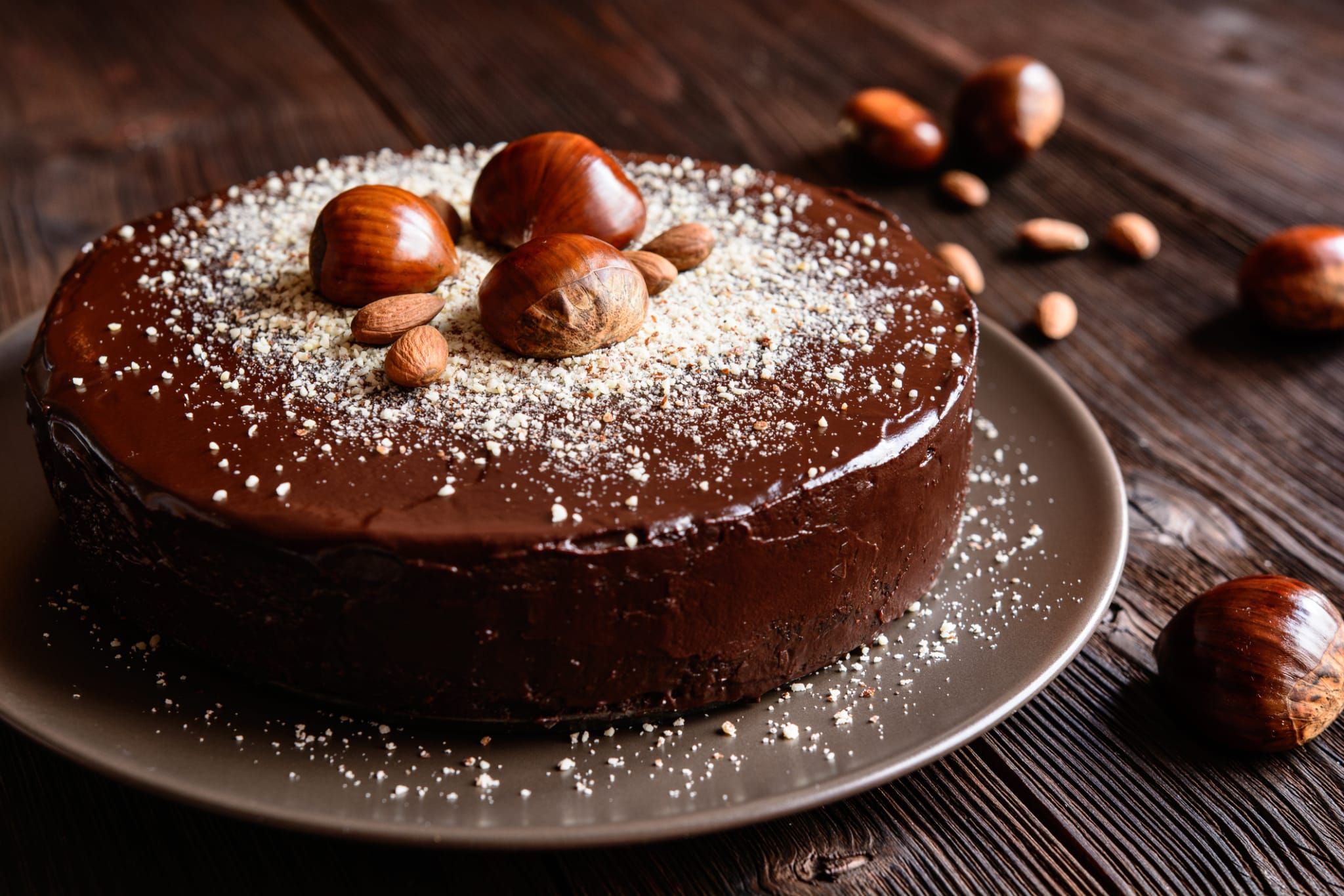 Gâteau aux châtaignes, aux amandes et au chocolat