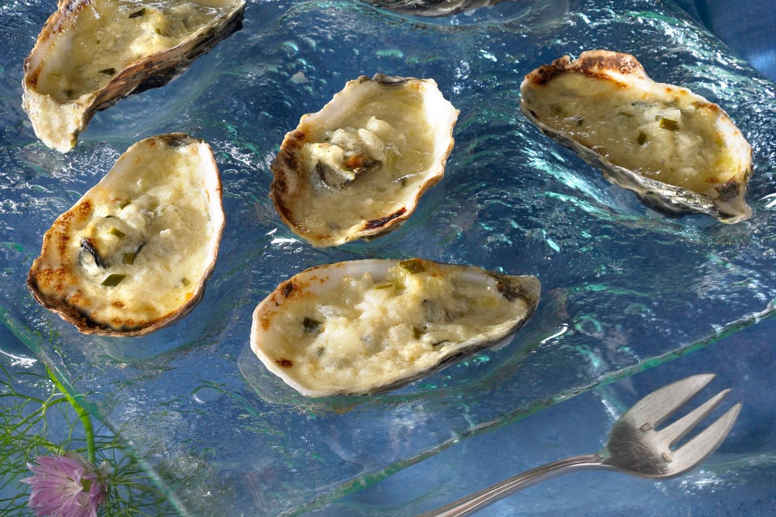 Huîtres gratinées au champagne et à l’échalote
