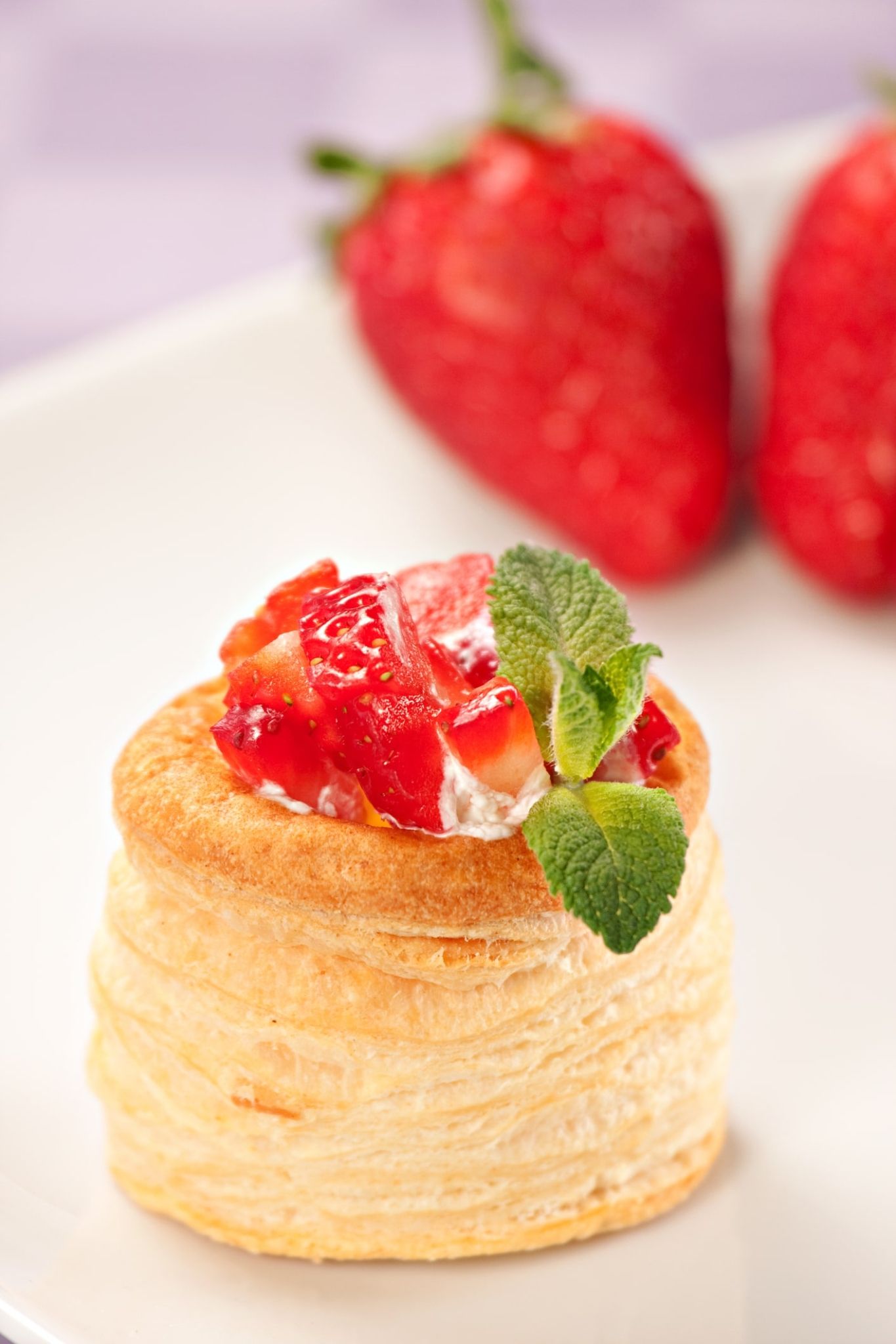 Recette bouchée feuilleté à la fraise et crème fraiche