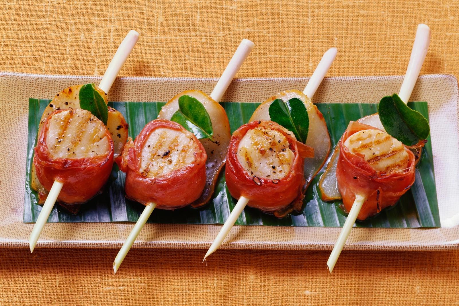 Pétoncles grillés en brochette