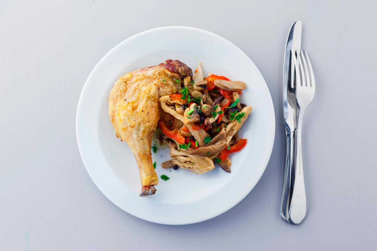 Viande de canette aux champignons
