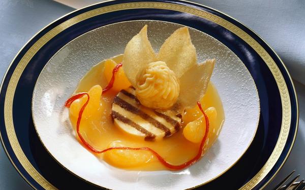 Sorbet à la mandarine avec mousse à la mandarine