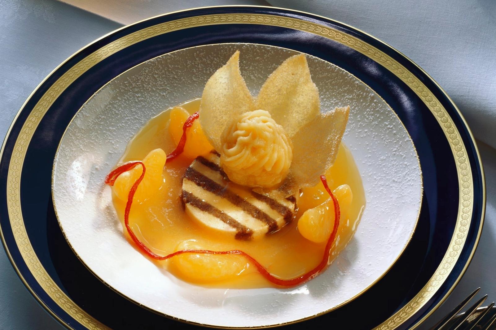 Sorbet à la mandarine avec mousse à la mandarine