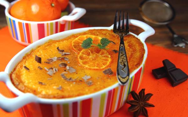 Gratin de fromage blanc à la mandarine et copeaux de chocolat