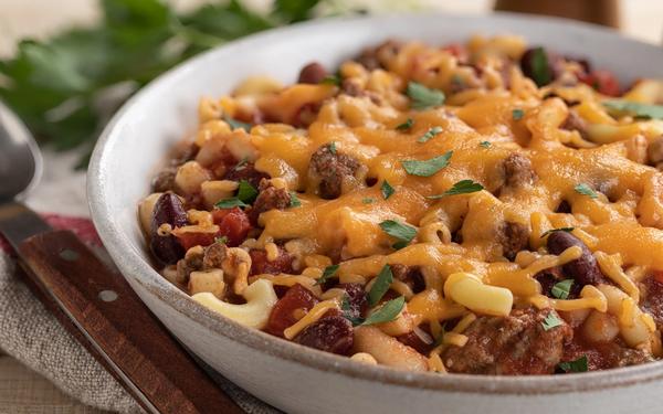 Chili de macaronis au cheddar