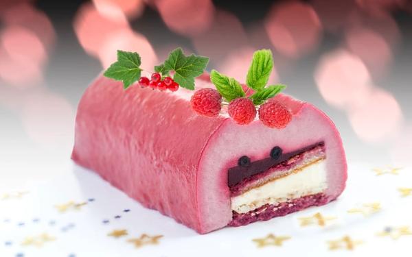 Bûche de Noël à la mousse de framboise