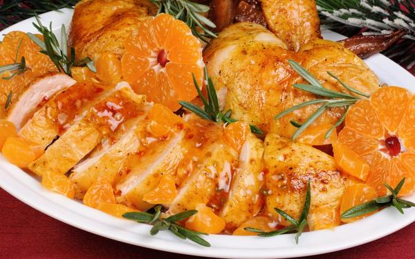 Poulet rôti à la mandarine et au romarin