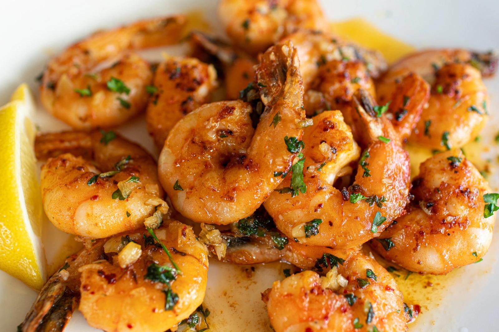Crevettes à l’ail au beurre poêlé