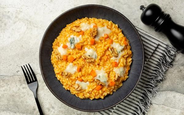 Risotto à la citrouille au gorgonzola et aux noix