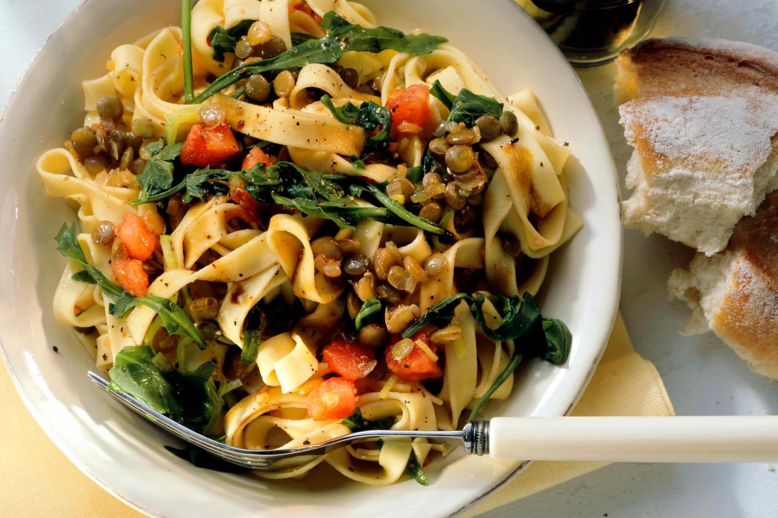 Pasta e lenticchie (pâtes en ruban aux lentilles balsamiques)