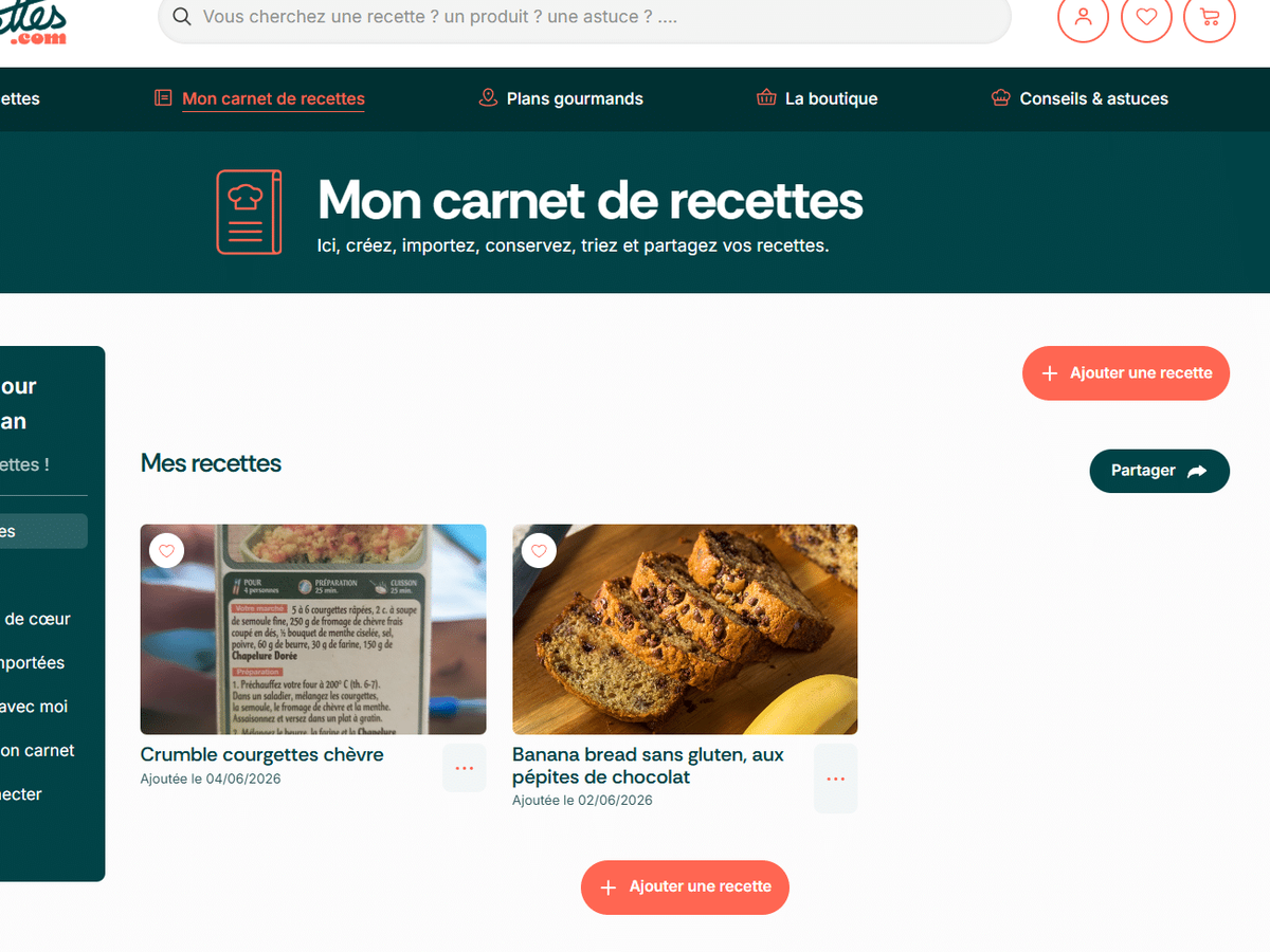 Recettes.com lance son carnet de recettes : une nouveauté pensée pour vous !