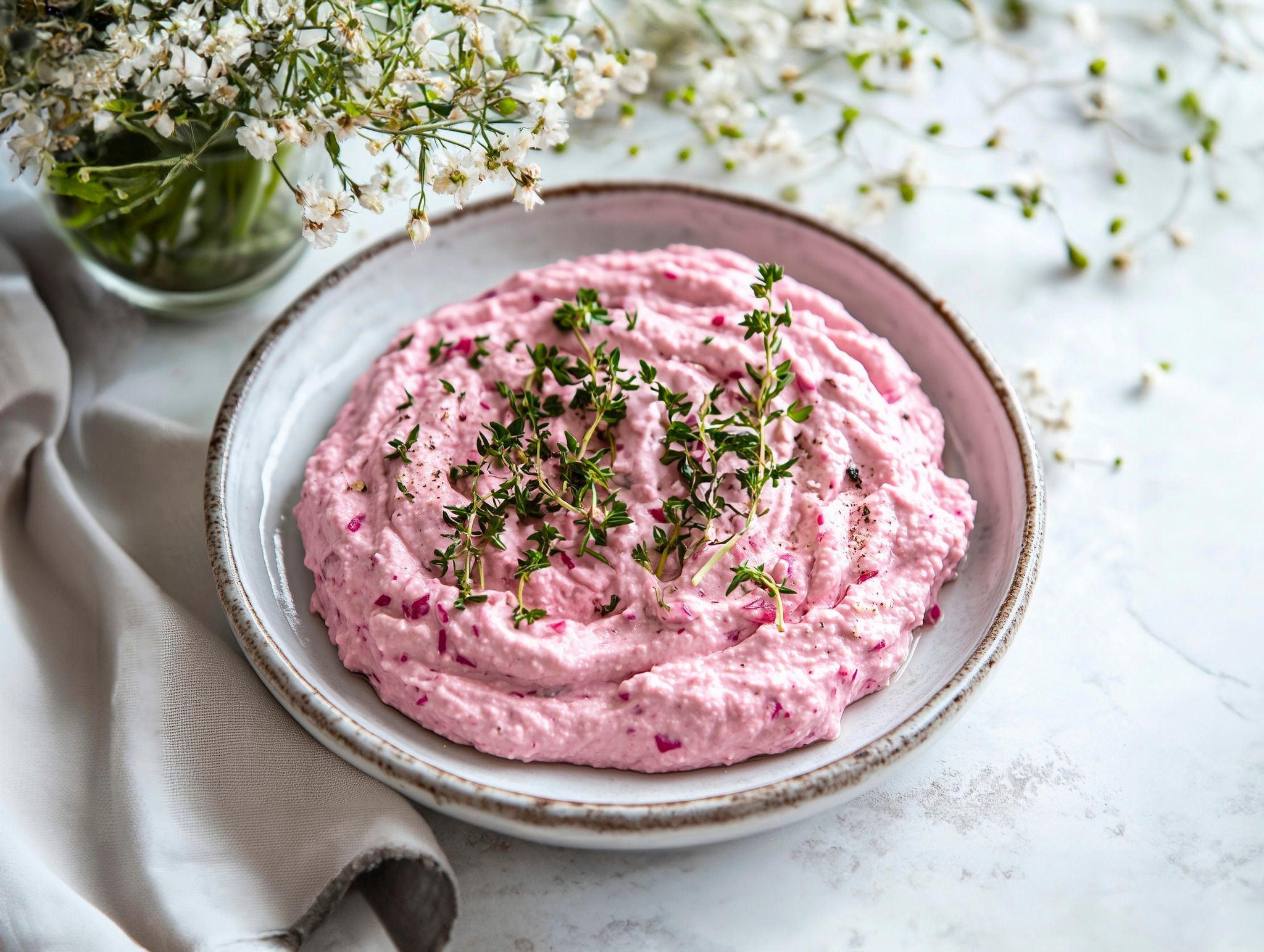 Crème de radis roses au fromage frais