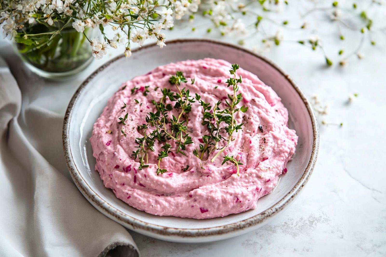 Crème de radis roses au fromage frais