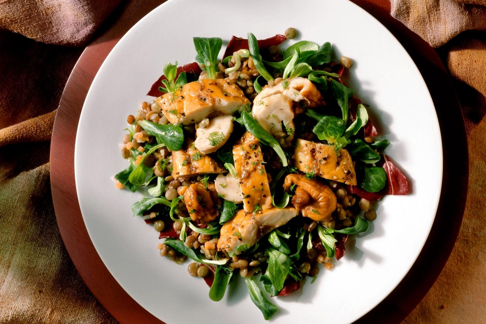 Salade de poisson fumé aux lentilles