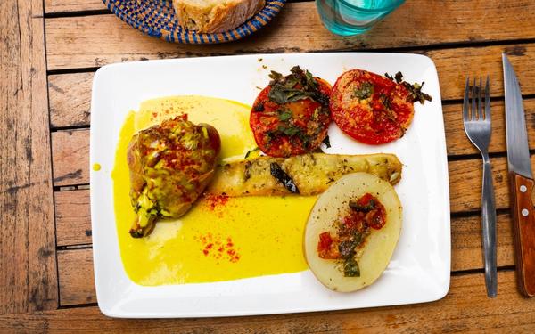 Dinde sur sauce à la mangue et tomates séchées
