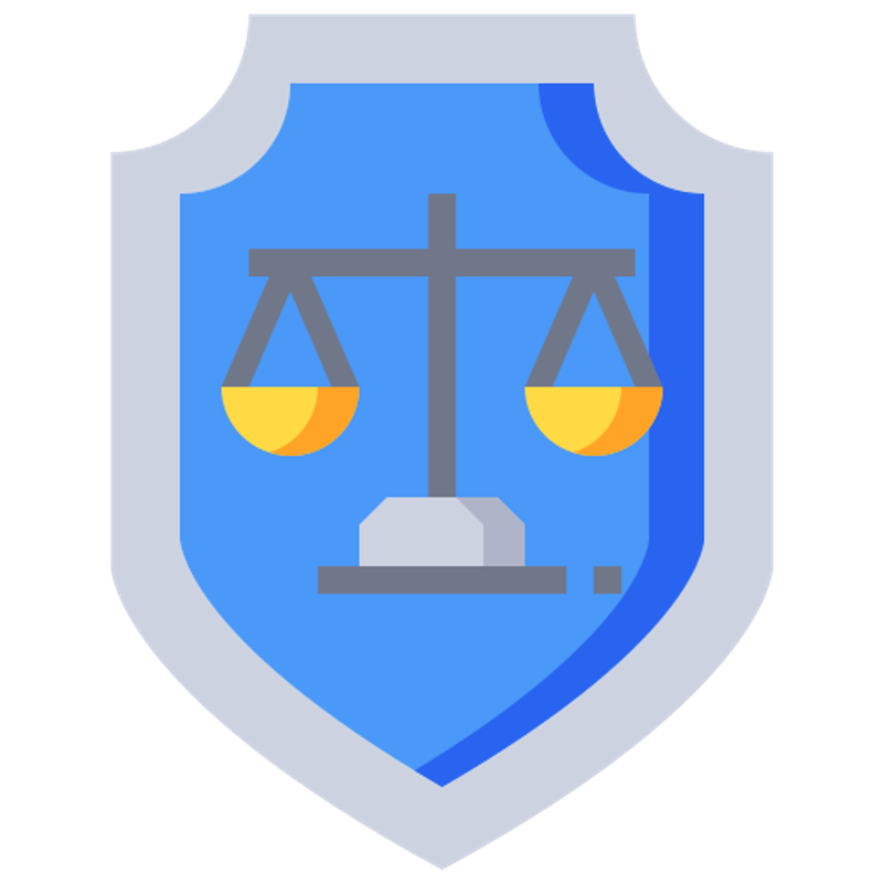 Blue shield icon with balanced scales, marking the all-court paddle category.