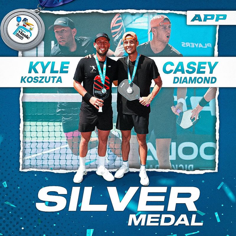 APP graphic announcing Kyle Koszuta and Casey Diamond with their silver medals.