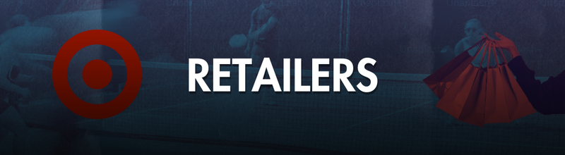 Section banner reading Retailers, with a target logo and shopping bags.