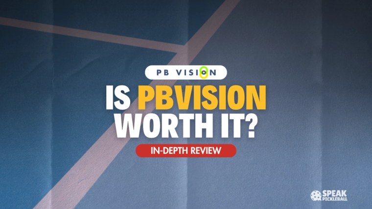Title card carrying the PB Vision logo over a blue court: is PBVision worth it, an in-depth review.