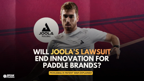 Title card over a player mid-swing with the Joola logo: will Joola's lawsuit end innovation for paddle brands?