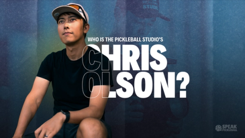 Title card over a portrait of Chris Olson in a cap: who is the Pickleball Studio's Chris Olson?