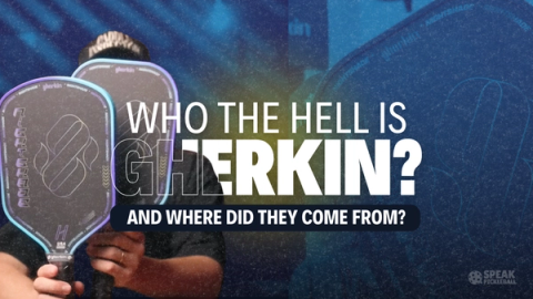 Two Gherkin paddles held up beneath the headline: who the hell is Gherkin, and where did they come from?