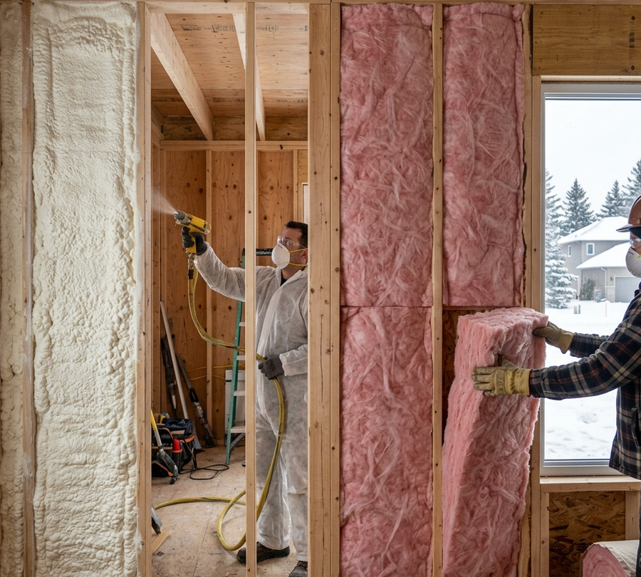 Spray Foam vs Batt Insulation in an Alberta Basement - Green Ladder Contractors, Red Deer and Central Alberta