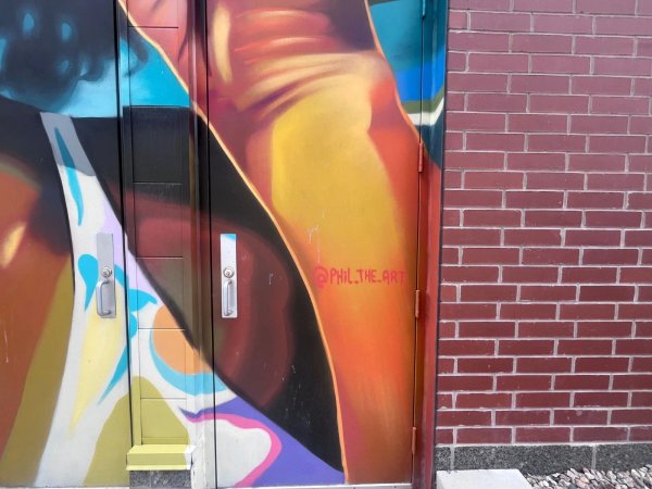 Close up of Phil Landry street art and mural piece in Hull, Gatineau